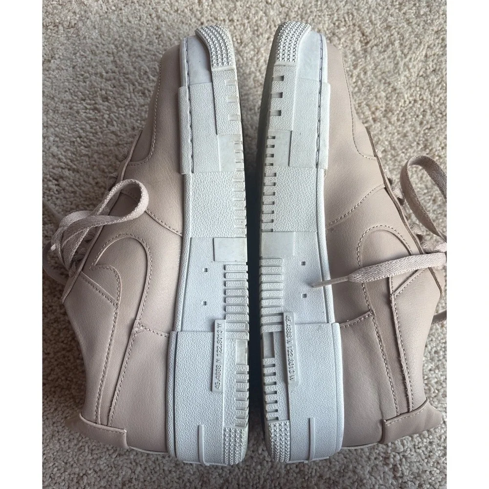 Nike Air Force 1 Pixel Beige White Low Top Leather Women's Sneakers Lace Up 8.5